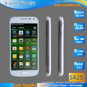 Best 3G 4.3 Inch Mtk6572 512MB RAM 4G ROM Dual Core Android Mobile Phone (S425)